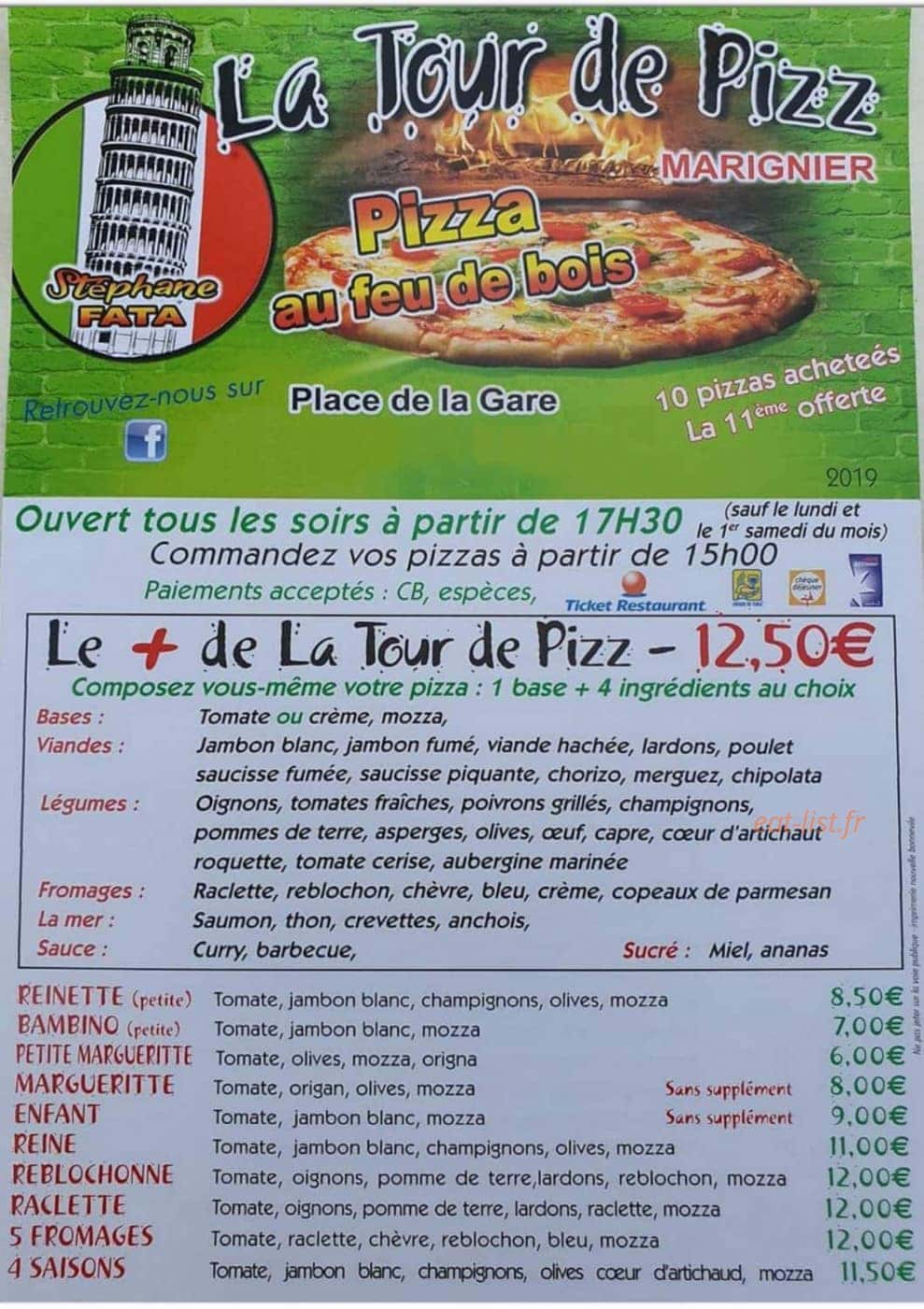 La Tour de Pizz Food Truck à Marignier menu et