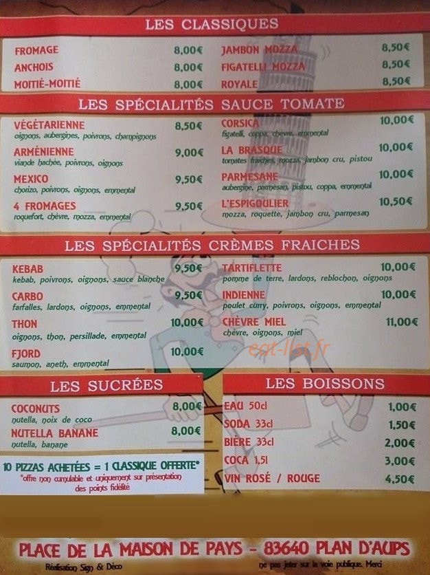 La Tour de Pizz' — carte page 2