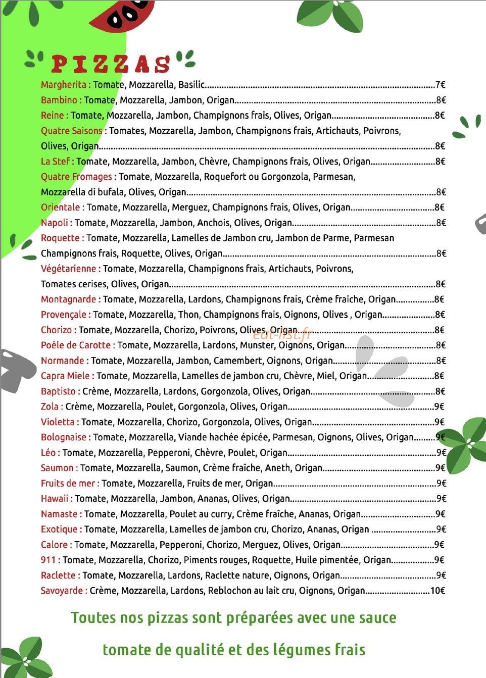 La Tour de Pizz' — carte page 2