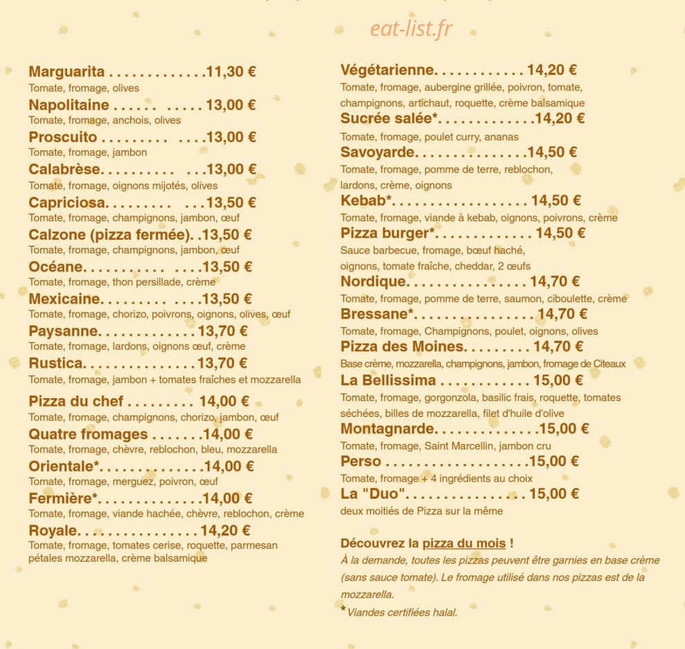 La Tour de Pizz' — carte page 1