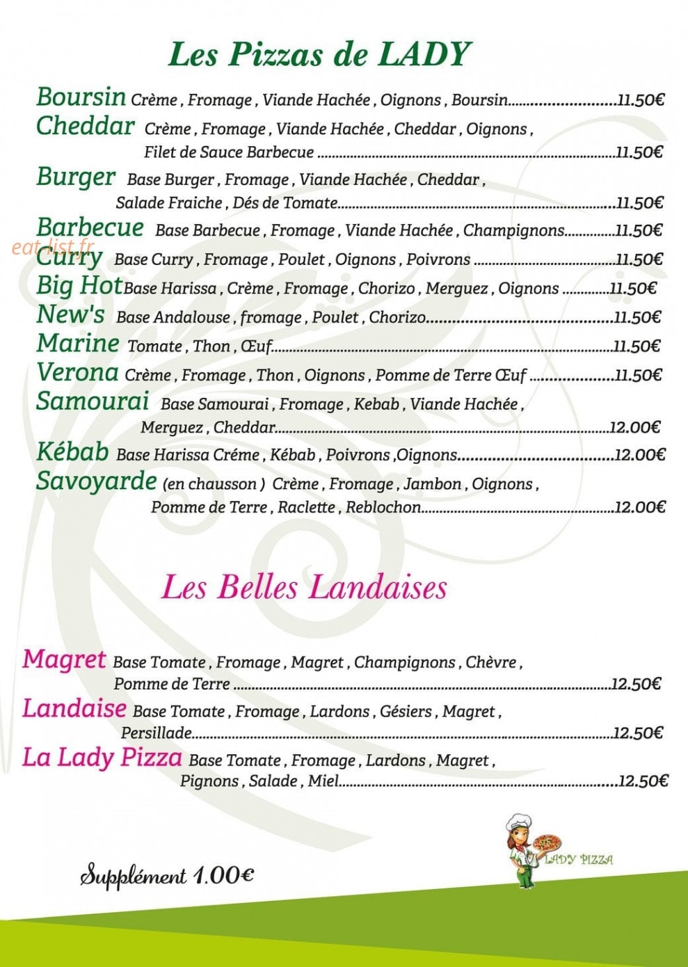 Lady Pizza — carte page 3