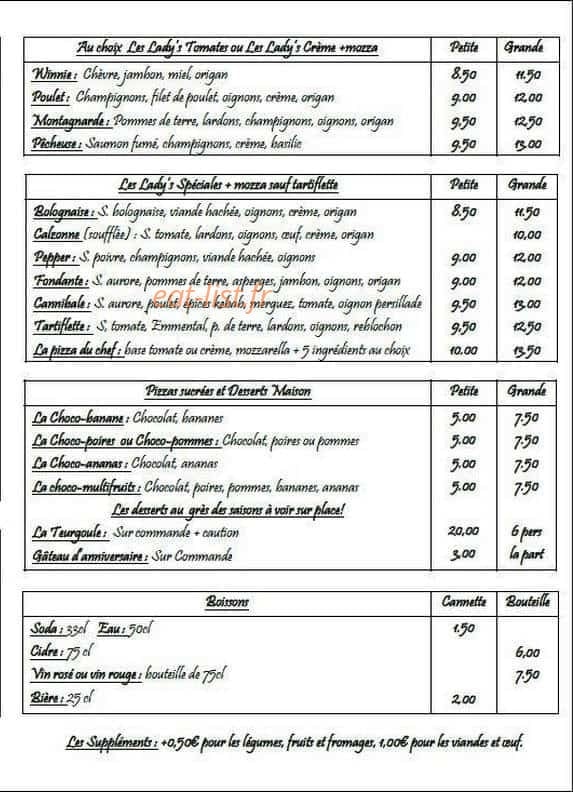 Lady Pizza — carte page 3