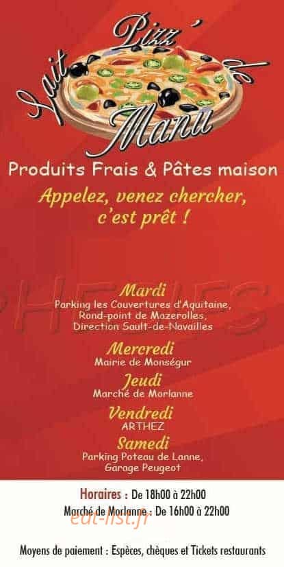 LAit Pizz’ De Manu — carte page 1