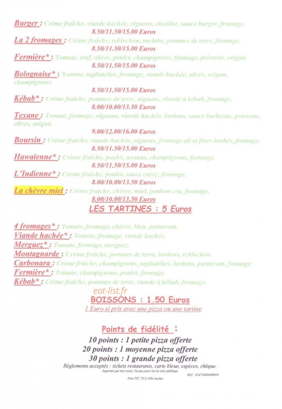 Laurent Pizza — carte page 4