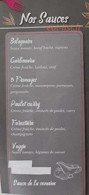 Le Bar à Pâtes — carte page 2