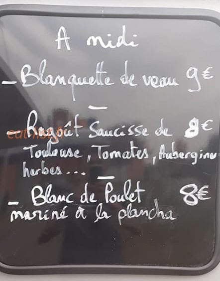 Le Bistrop Bon — carte page 1