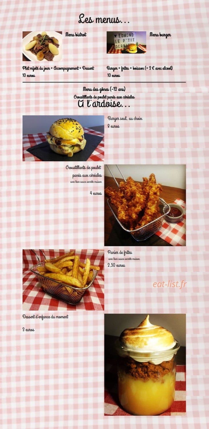 Le Bistrot des Gônes — carte page 1