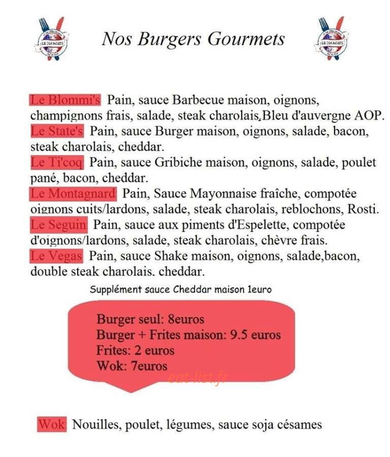 Le Blommi's — carte page 1