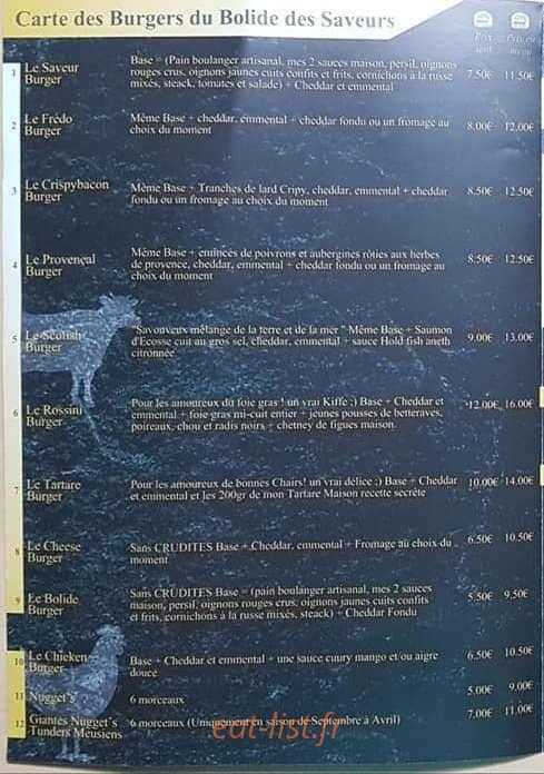le Bolide des Saveurs — carte page 2