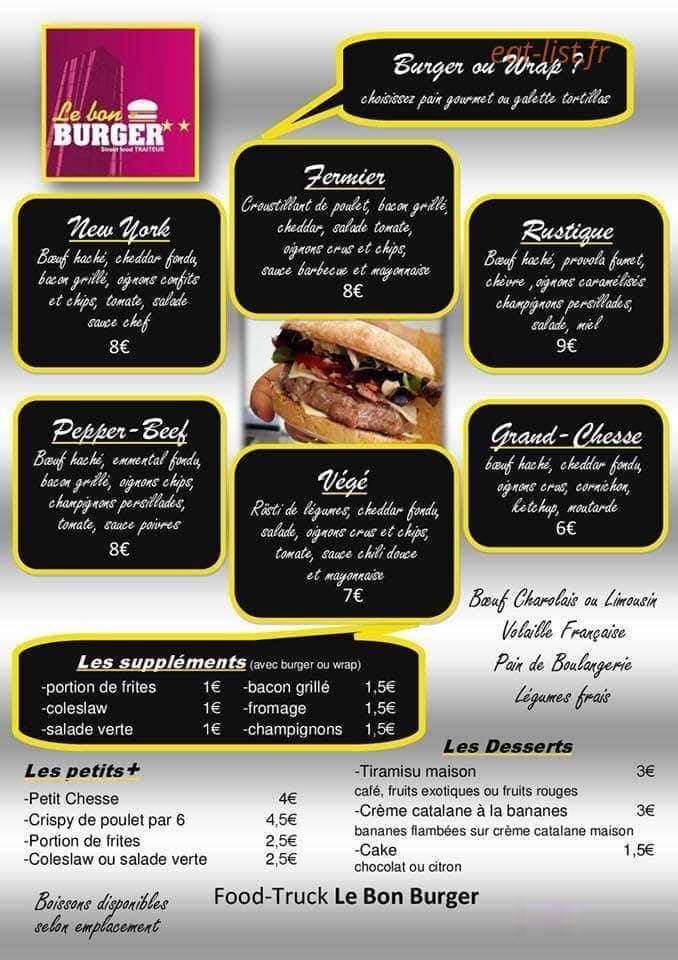 Le Bon Burger - Food Truck à Langon, Bordeaux - menu et photos