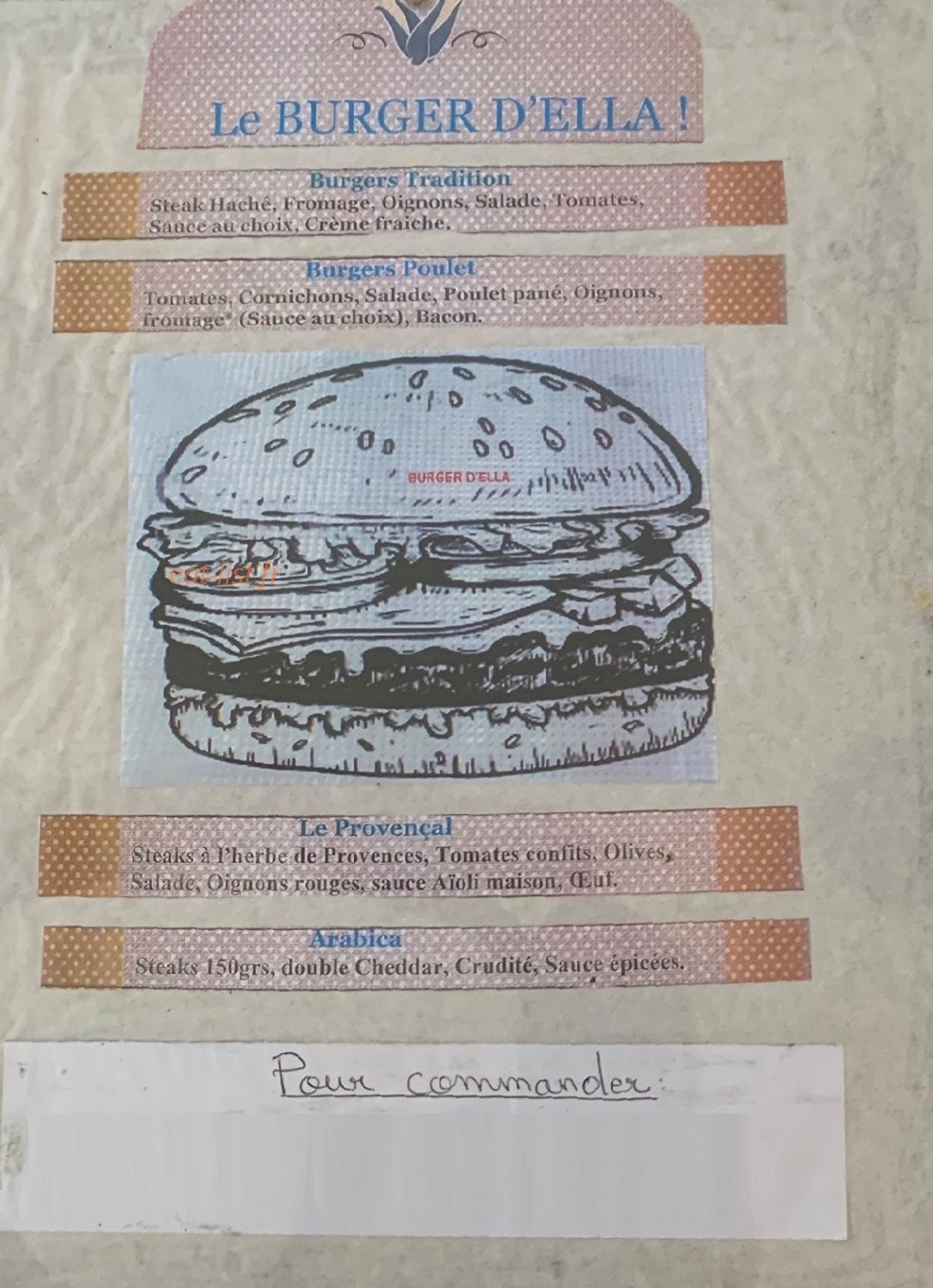 Le burger d'Ella — carte page 1