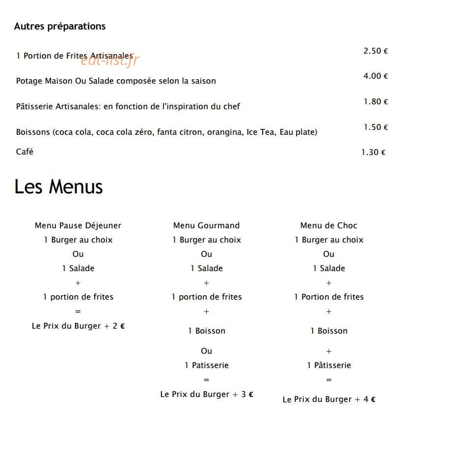Le Burger de Choc — carte page 2