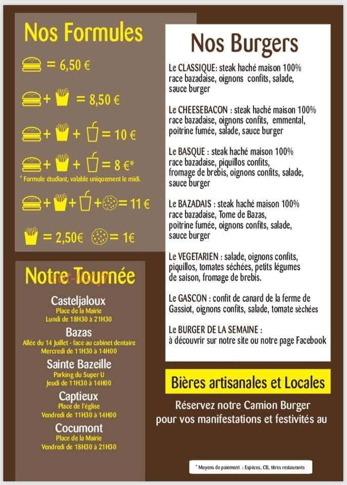 Le Burger du Coin — carte page 1