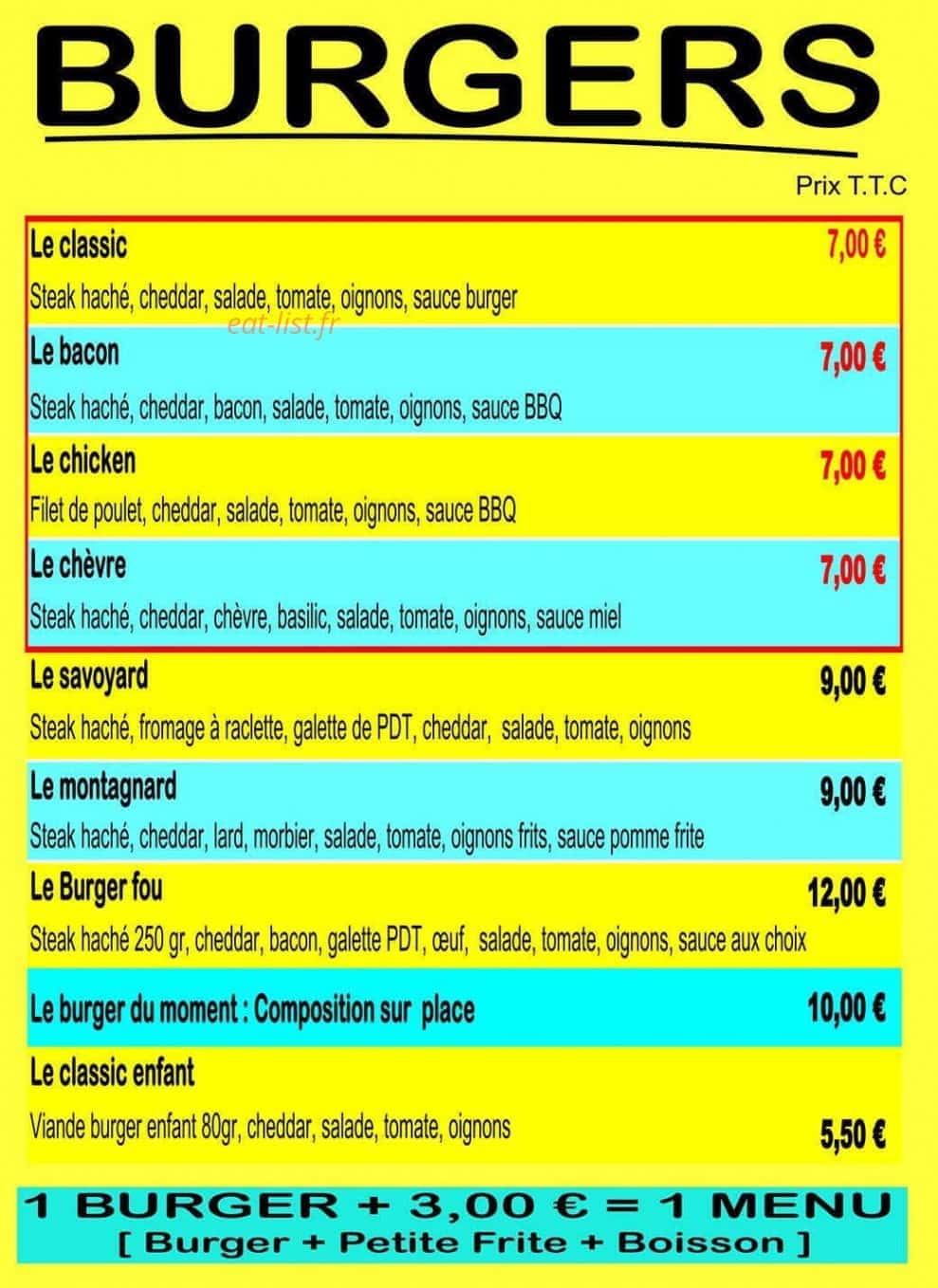 Le burger fou — carte page 2