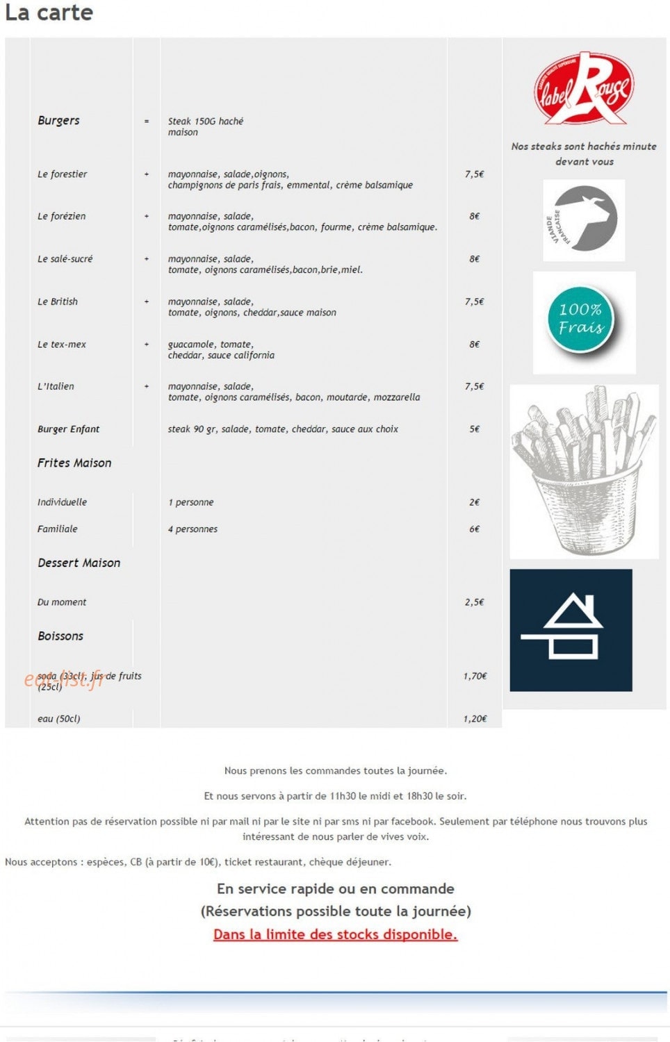 Le burger truck — carte page 1