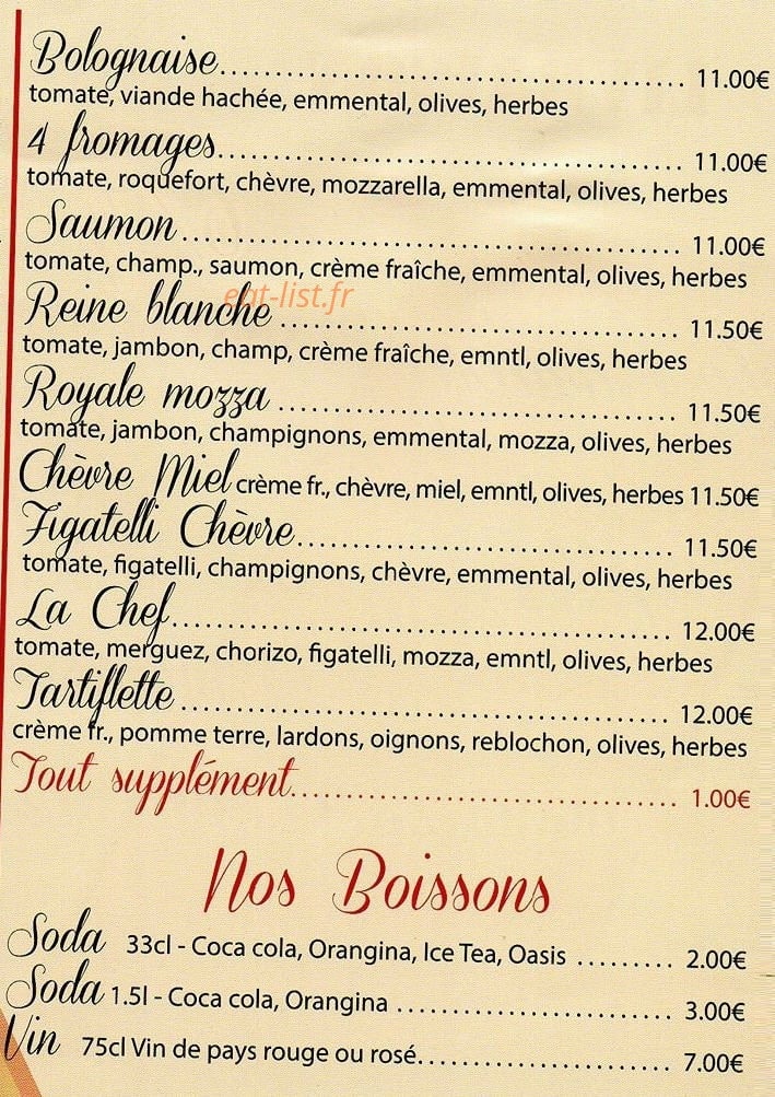 Le Camion à Pizza — carte page 2