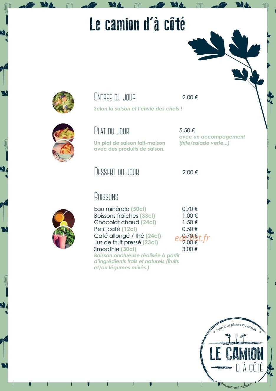 Le Camion d'à Côté — carte page 1
