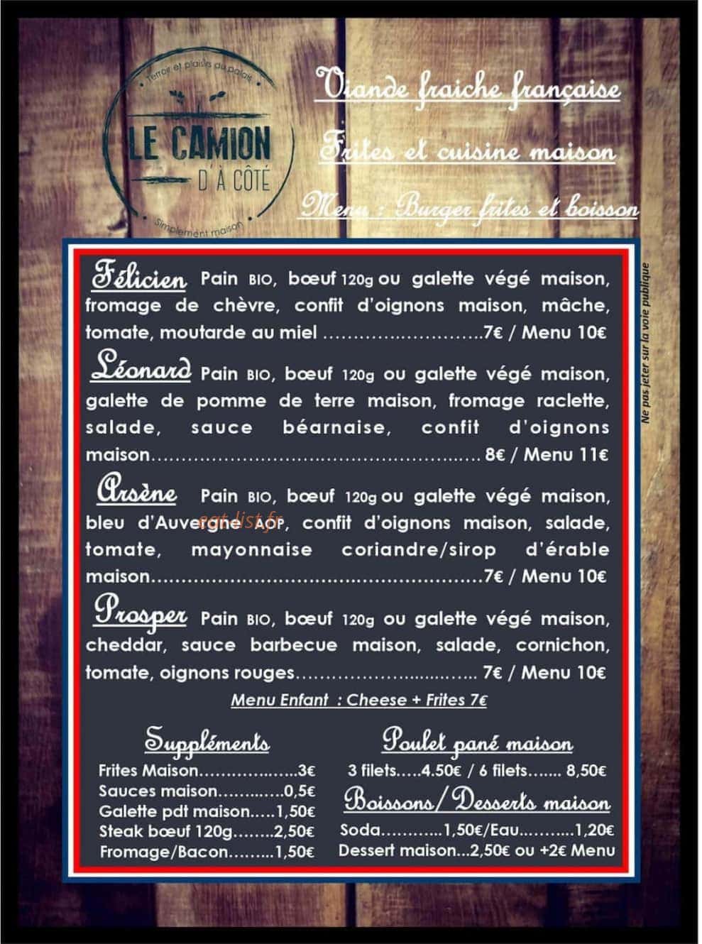 Le Camion d'à Côté — carte page 1