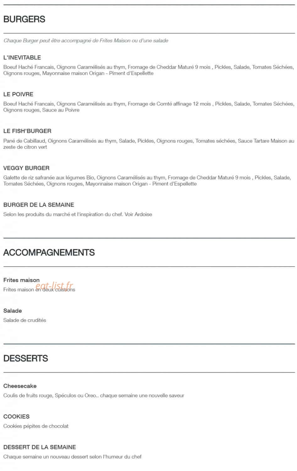 Le Camion Gourmand — carte page 1