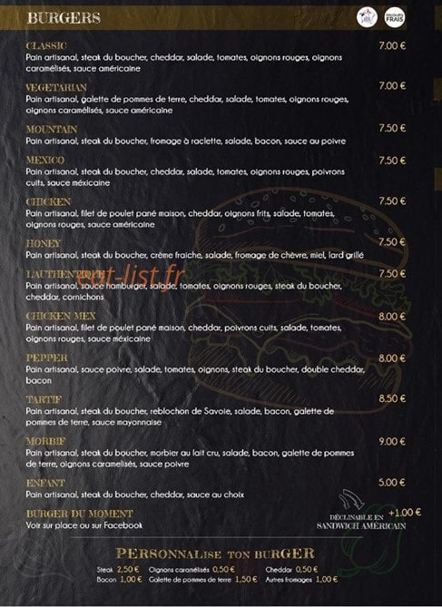 Le Camion Gourmet — carte page 1