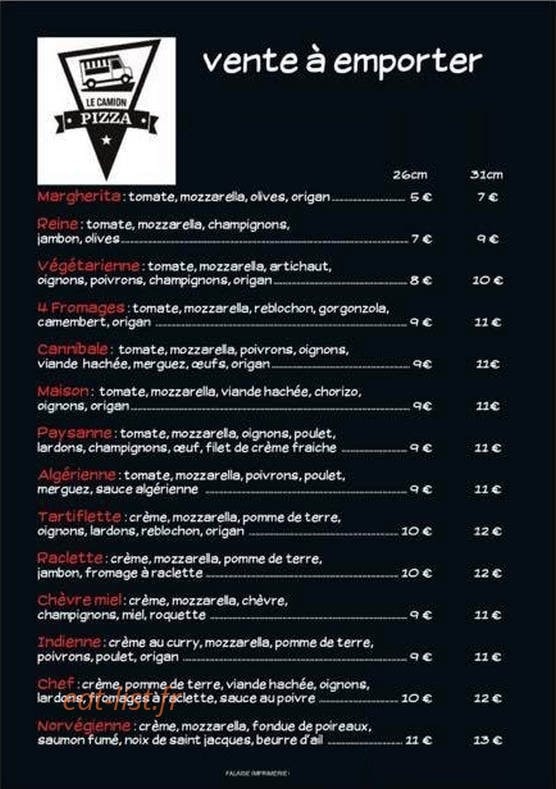 Le camion pizza — carte page 1