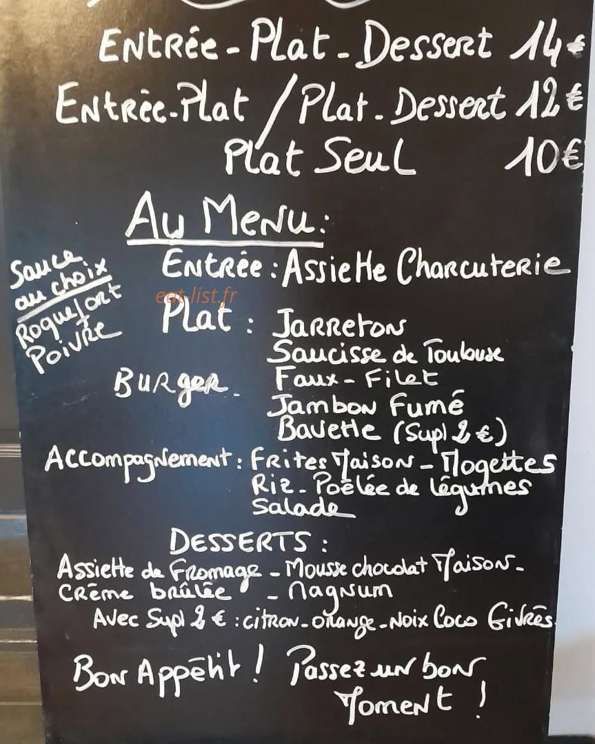Le Car et Gourmand — carte page 1