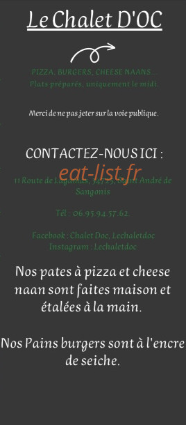 Le Chalet D'Oc — carte page 6