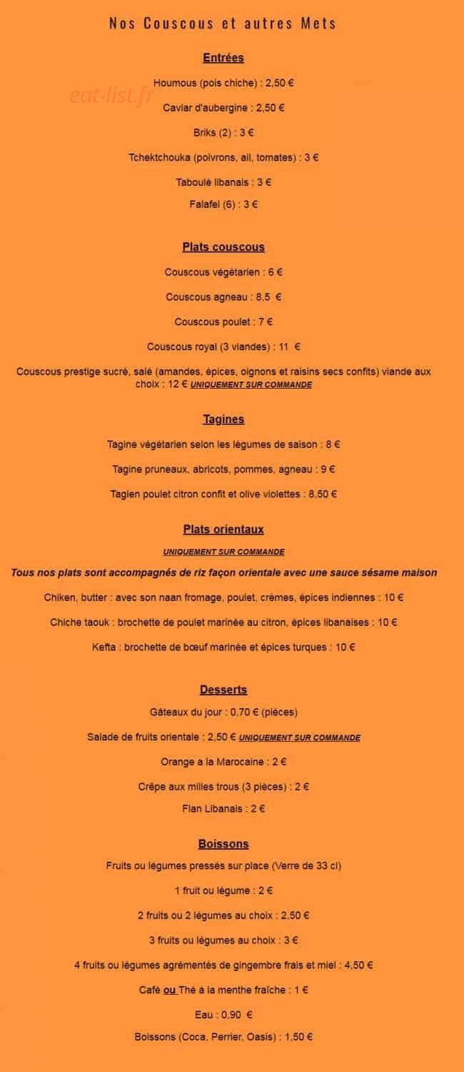 Le Chameau Gourmand — carte page 1