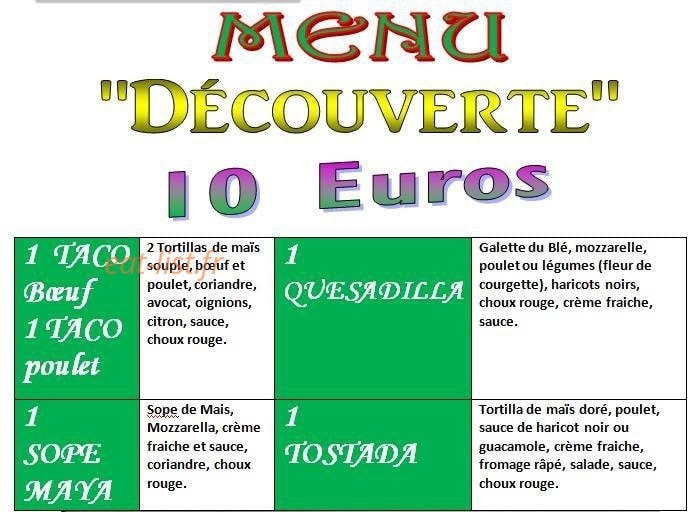 Le Chef Mexicain — carte page 1
