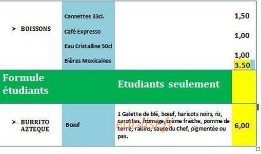 Le Chef Mexicain — carte page 3