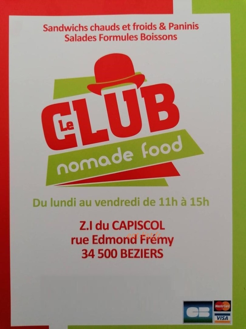 Le Club Nomade Food — carte page 1