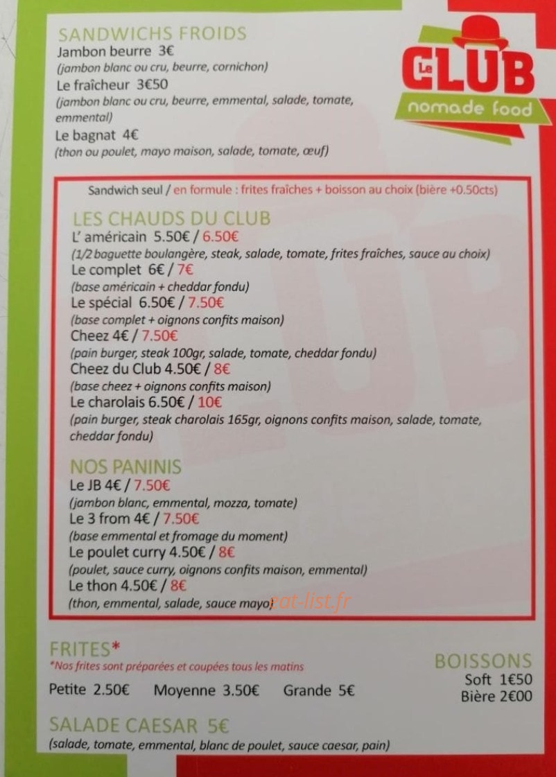 Le Club Nomade Food — carte page 2