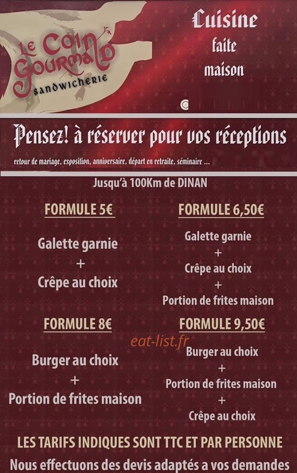 Le Coin Gourmand — carte page 1
