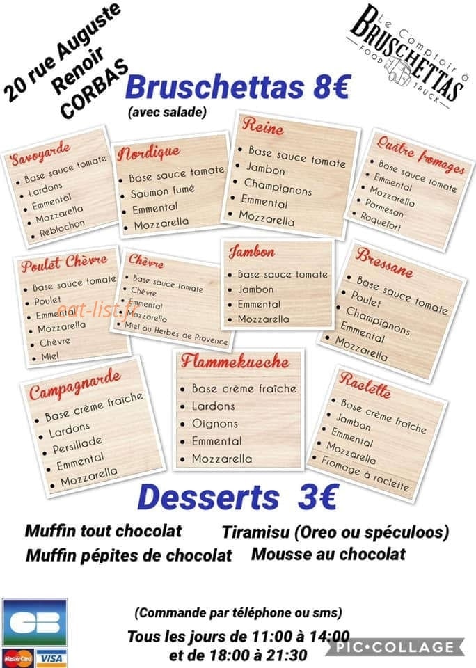 Le Comptoir à Bruschettas — carte page 1