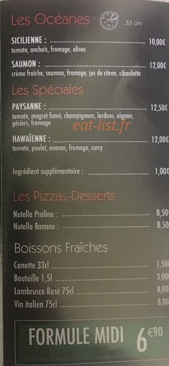 Le Comptoir à Pizza — carte page 3