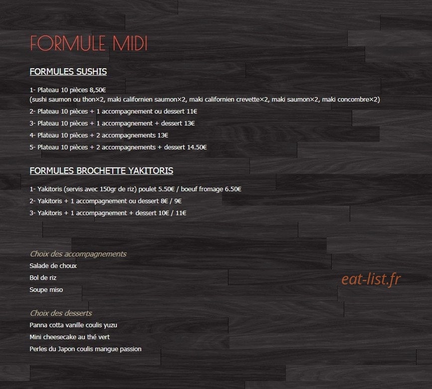 Le Comptoir à Sushis — carte page 2