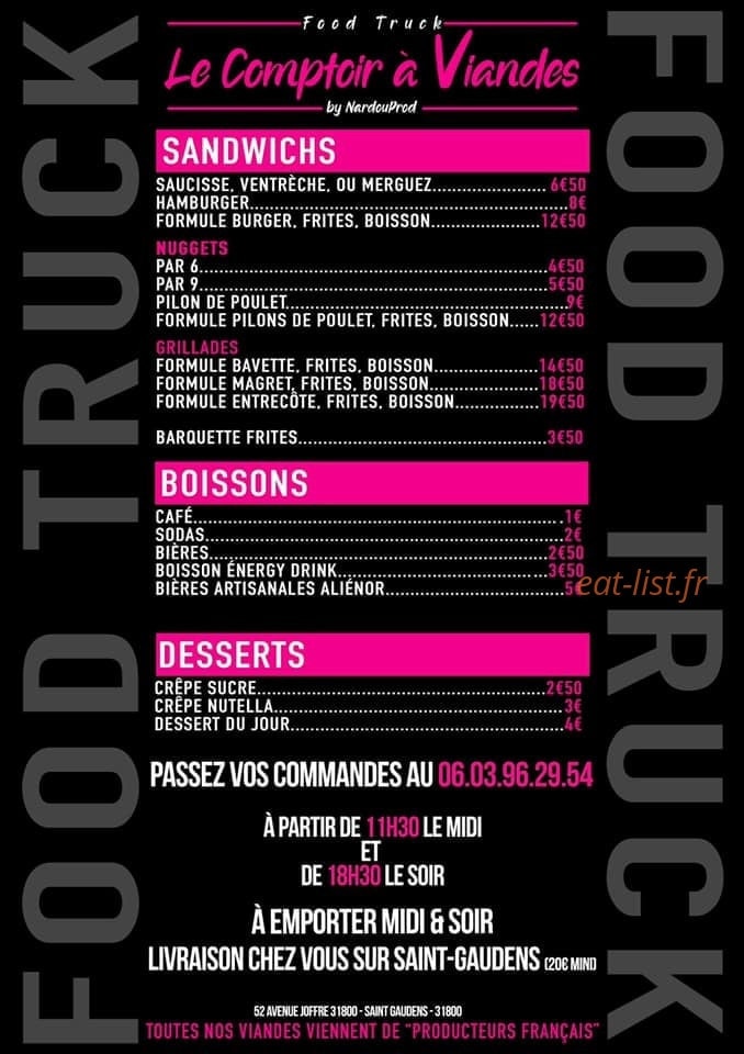 Le comptoir à viandes — carte page 2