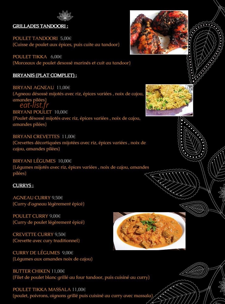 Le Comptoir Indien — carte page 1