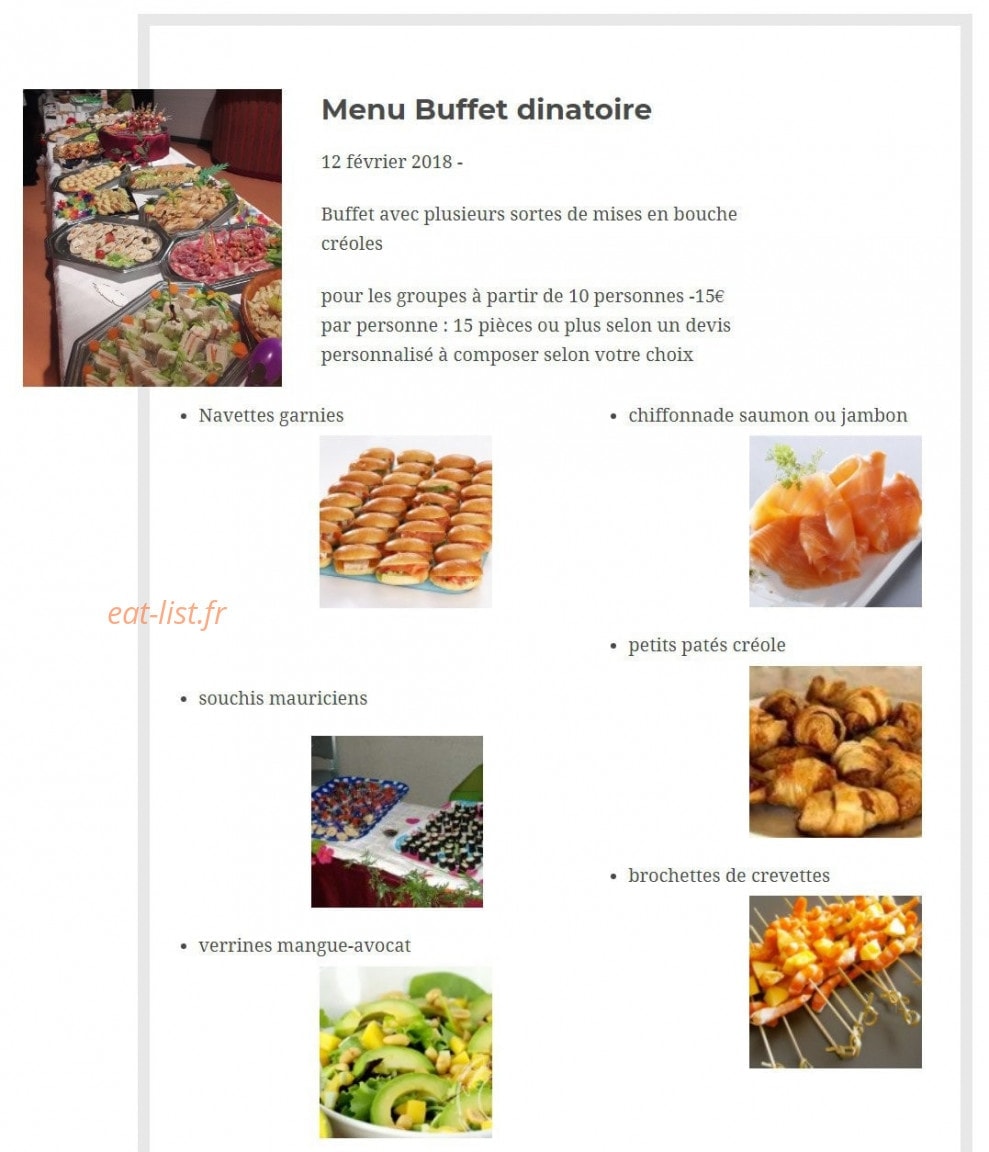 Le Dodo Traiteur — carte page 2