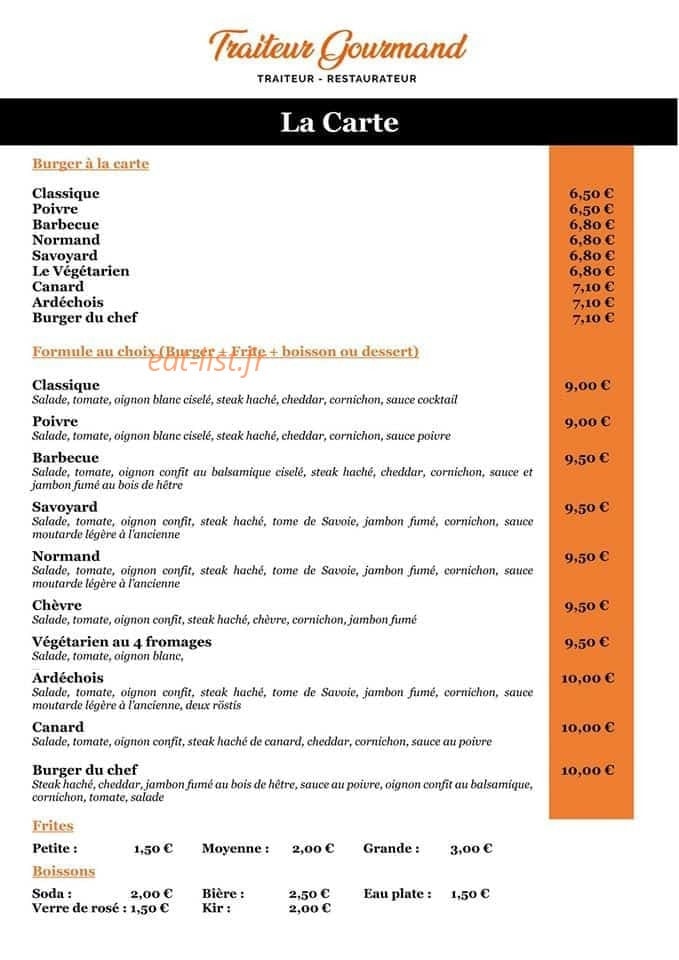 Le durger gourmand — carte page 1