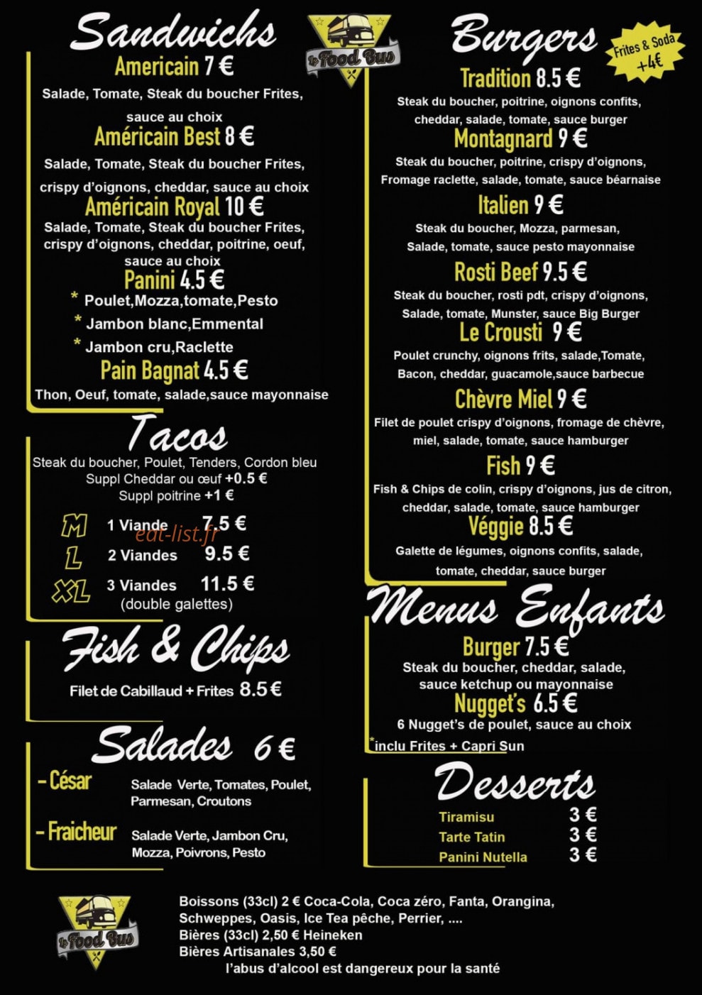 Le Food Bus — carte page 1