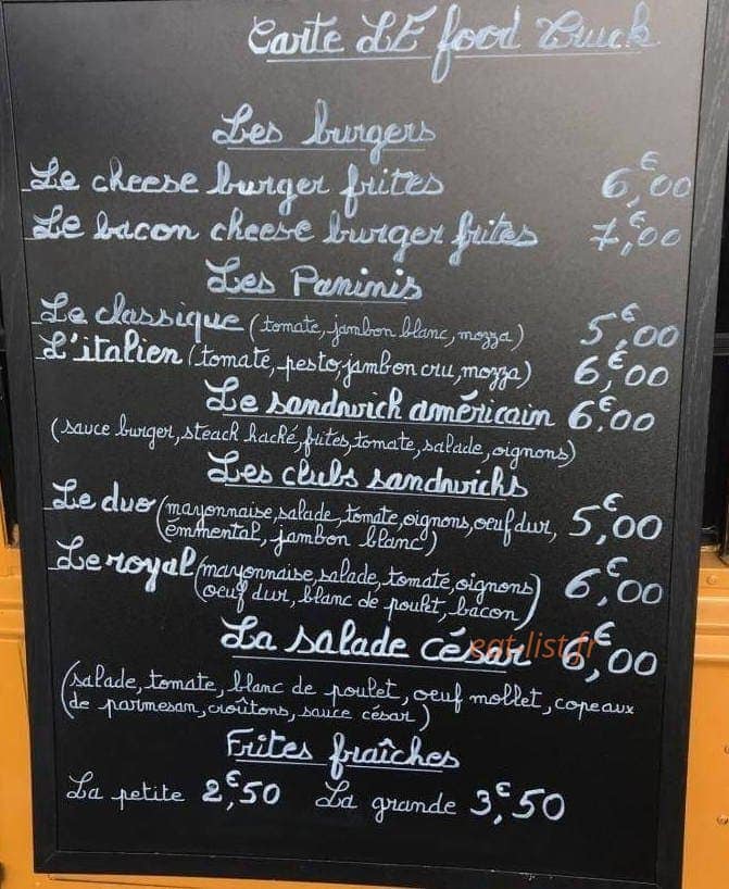 Le food truck — carte page 1