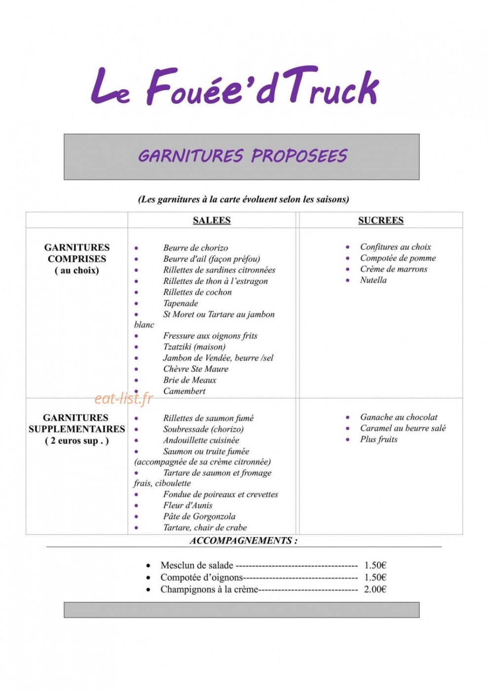 Le fouée'd truck — carte page 2