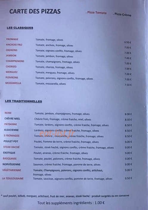 Le four à pizzas — carte page 1