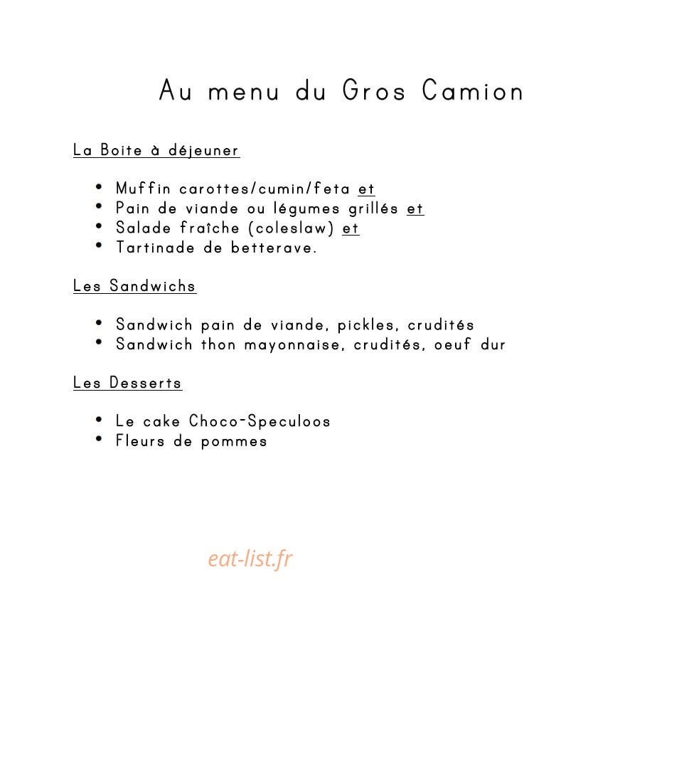 Le Gros Camion — carte page 1