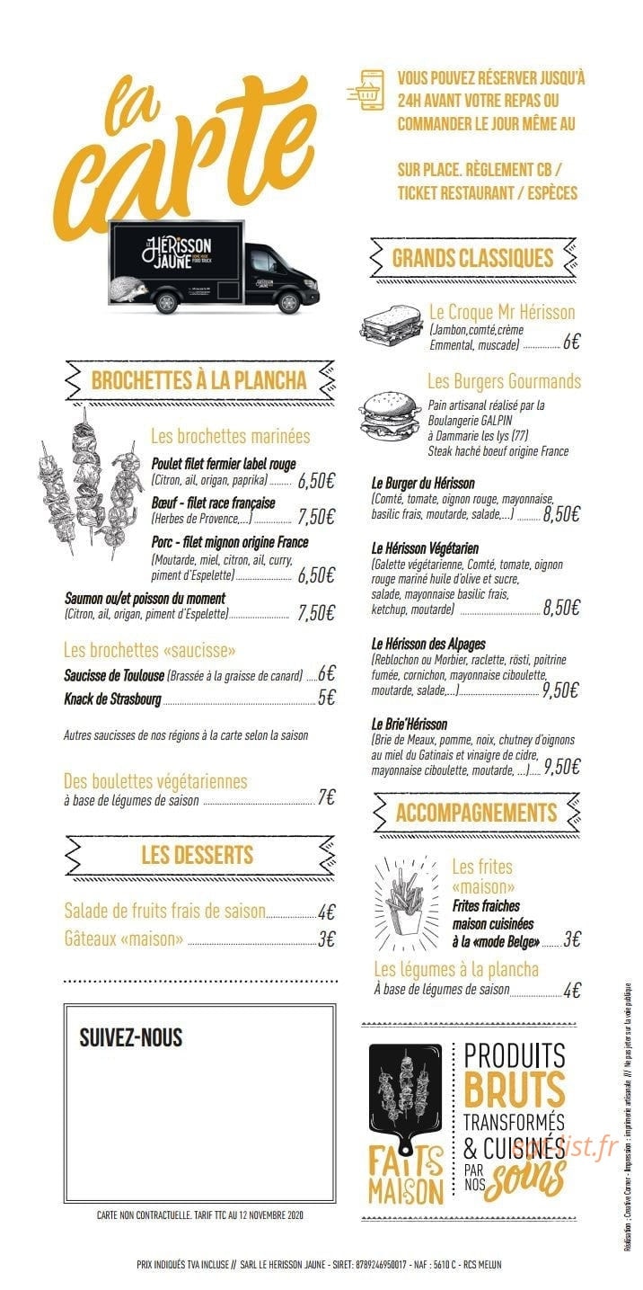 Le Hérisson Jaune — carte page 2