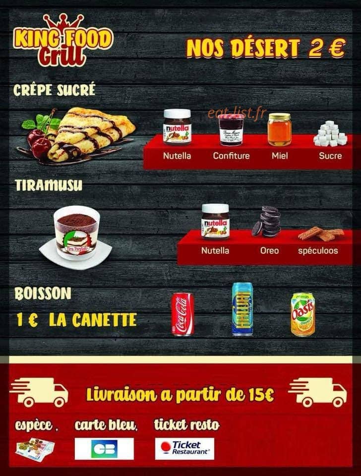 Le king food grill — carte page 1