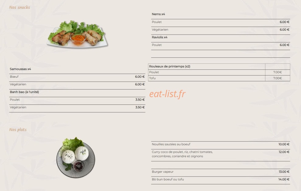 Le Little Bao — carte page 1