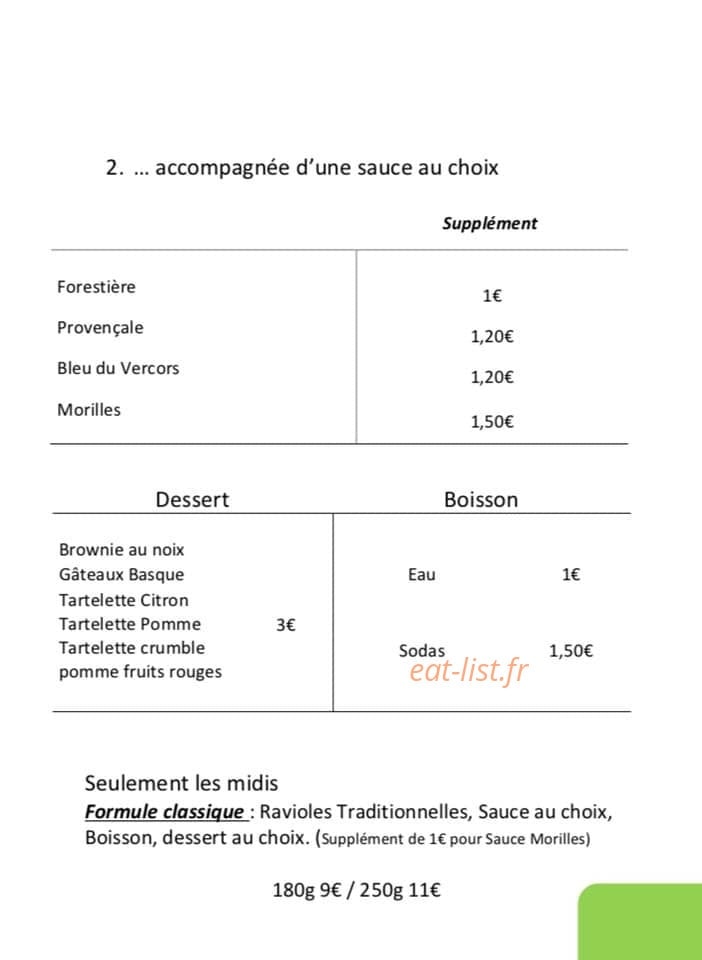 Le Marchand de Ravioles — carte page 2