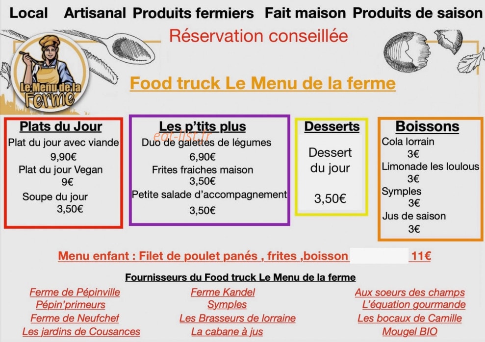 Le menu de la ferme — carte page 2